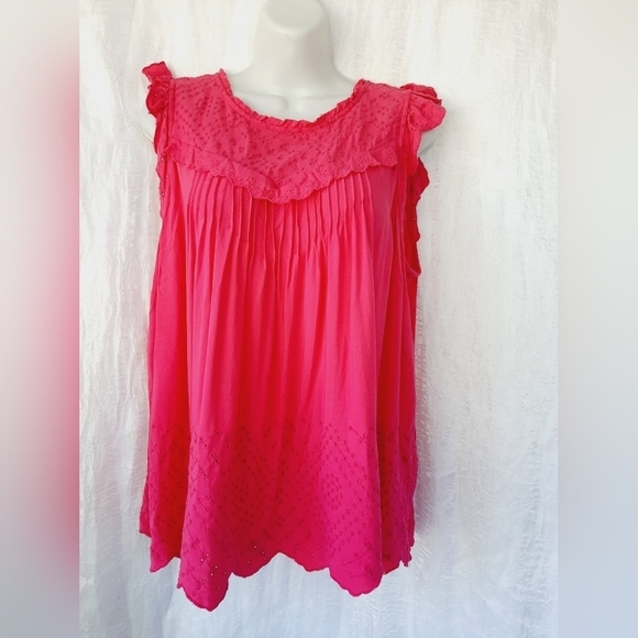 TORRID pink eyelet ruffle sleeve sz 0X summer blouse - Picture 1 of 5